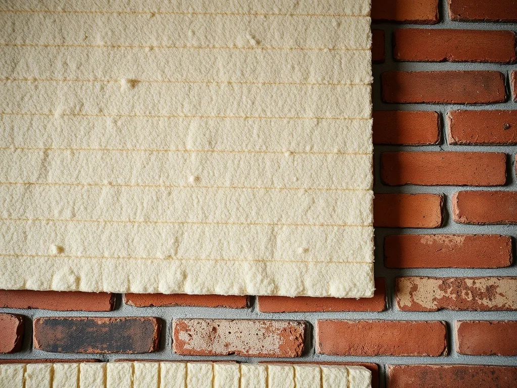Close-up of professional wall insulation process with minera