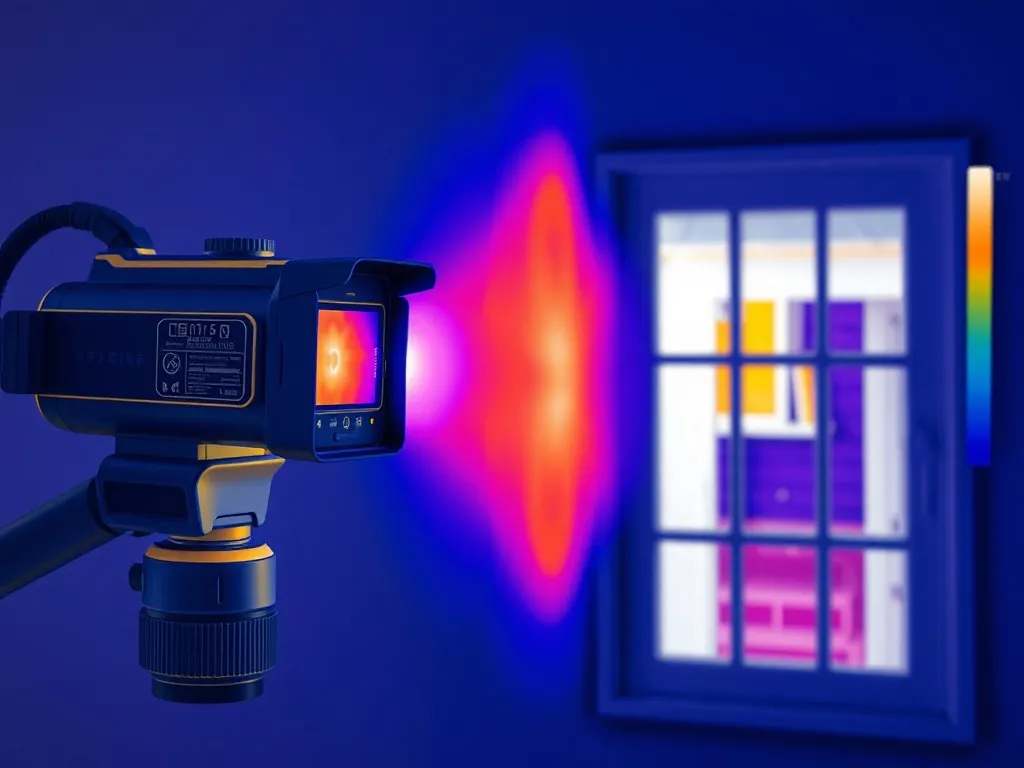A professional thermal imaging camera showing heat leaks on
